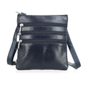 Tamsy Black Genuine Leather Crossbody Bag with 3 Front Zippers (7"X7") - Sticky add to cart bar