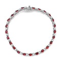 Red Sapphire, Moissanite Bracelet in Rhodium Over Sterling Silver (6.50 In) 5.60 ctw - Sticky add to cart bar