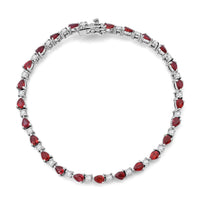 Red Sapphire, Moissanite Bracelet in Rhodium Over Sterling Silver (6.50 In) 5.60 ctw