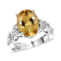 D'Joy Yellow Labradorite and Moissanite 5.60 ctw Ring in Rhodium Over Sterling Silver - Sticky add to cart bar