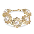 D'Joy Freshwater Pearl Floral Bracelet in 18K Vermeil Yellow Gold Over Sterling Silver (7.25 In) - Sticky add to cart bar