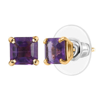 D'Joy AAA African Amethyst 2.00 ctw Solitaire Stud Earrings in 18K Vermeil Yellow Gold Godl Over Sterling Silver