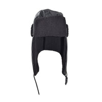 Livmore Black Faux Leather Trapper Hat (12.2"×12.2")