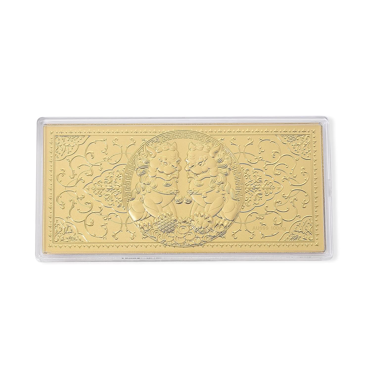 24K Golden Twin Foo Dogs Emboss Sheet 155x75mm (100mg)