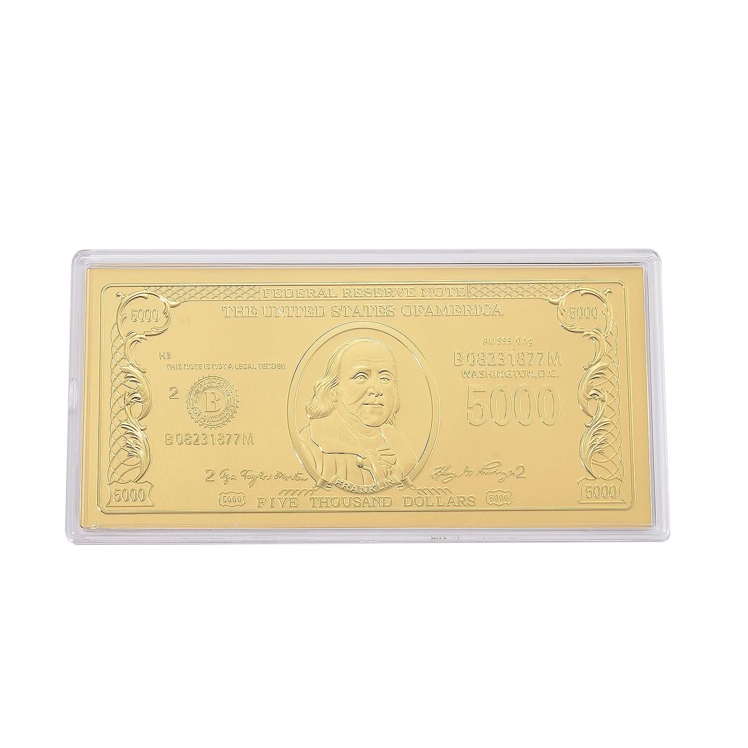 24K Gold Dollar Currency Emboss Sheet 155x75mm (100mg)