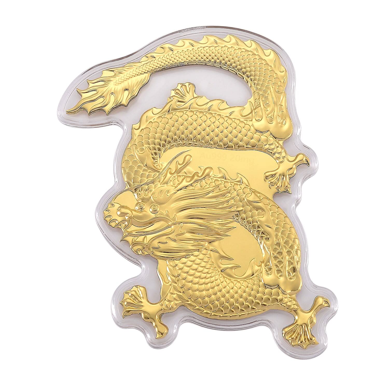 24K Golden Dragon Emboss Sheet with Book Packaging 4.5x2.5 inches (20 mg)