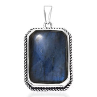 D’joy Artisan Crafted Malagasy Labradorite 20.20 Pendant without Chain in Sterling Silver