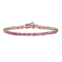 D'Joy Ilakaka Hot Pink Sapphire (FF) and Moissanite 8.35 ctw Bracelet in 18K Vermeil Rose Gold Over Sterling Silv (7.25 In)