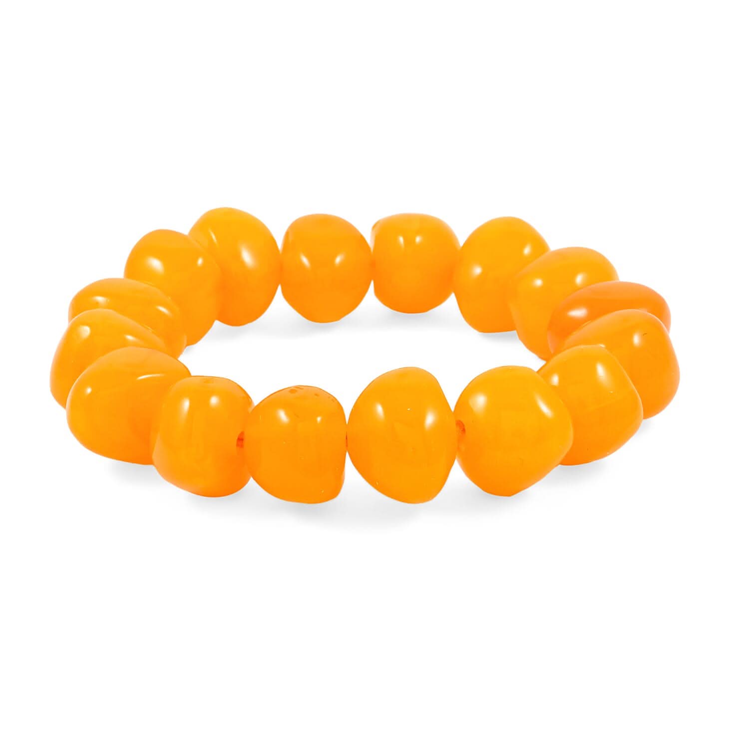 Lab Created Dark Amber Nuggests Stretch Bracelet (6-7In)