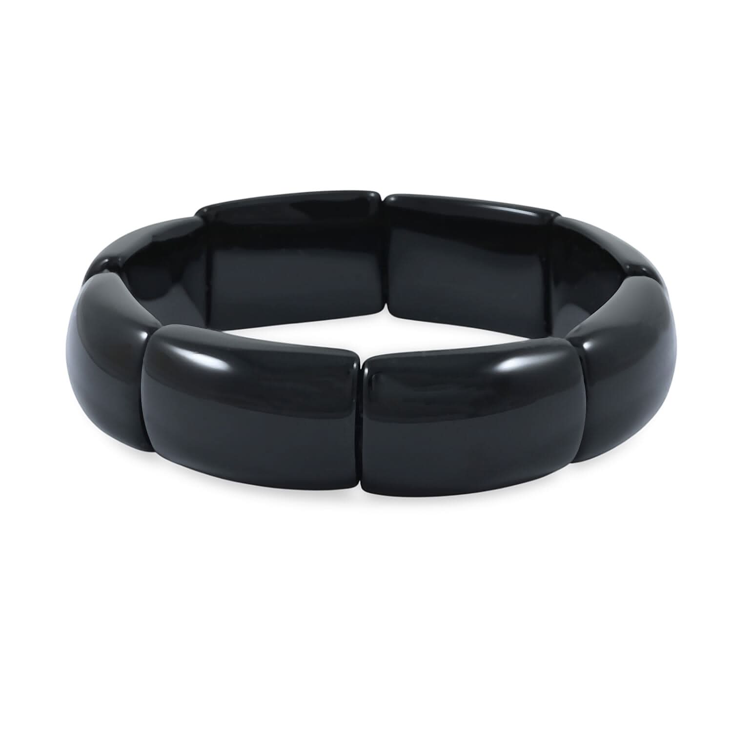 Black Obsidian 238.25 ctw Bridge Stretch Bracelet (6-7In)