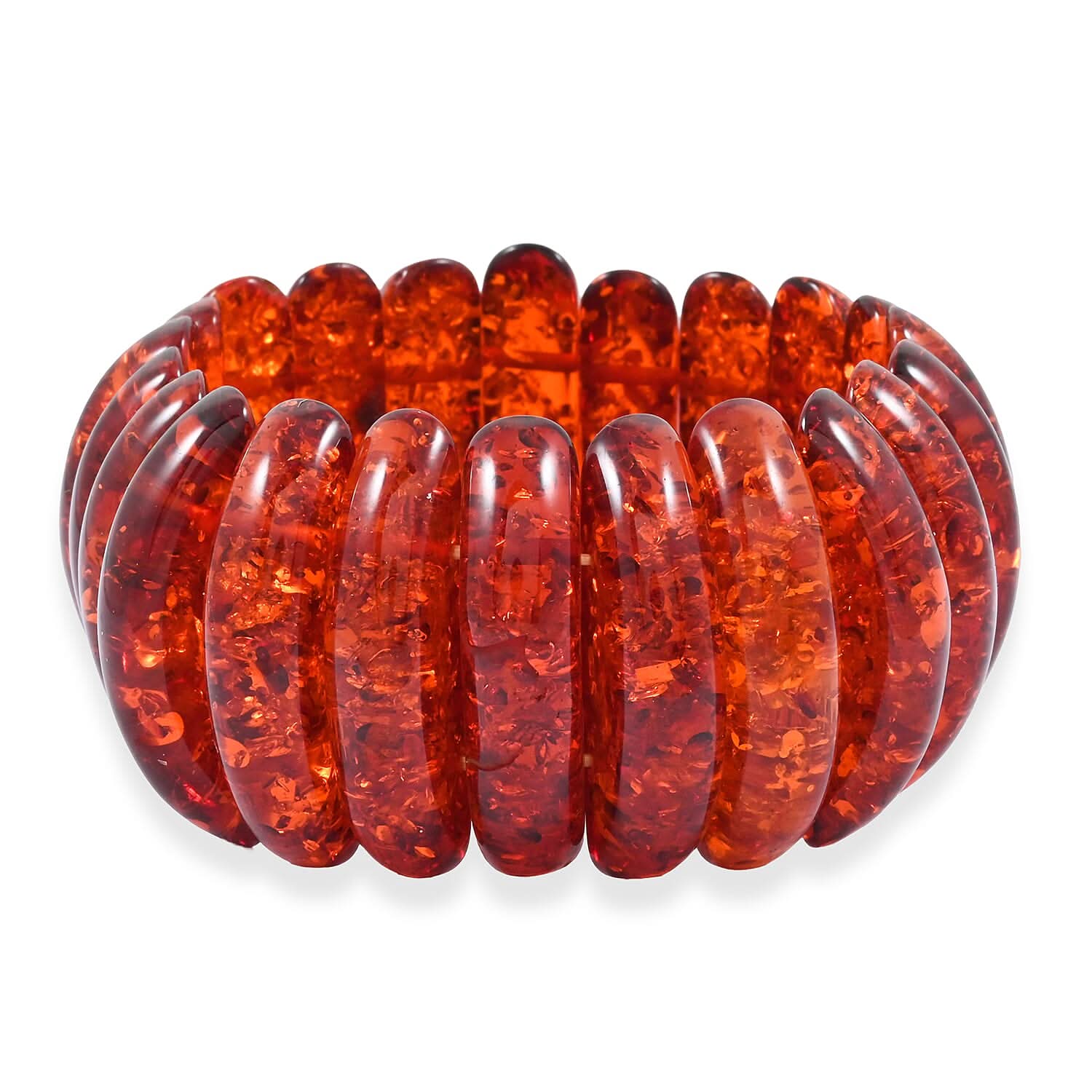 Simulated Amber Long Oval Stretch Bracelet (6-7In)
