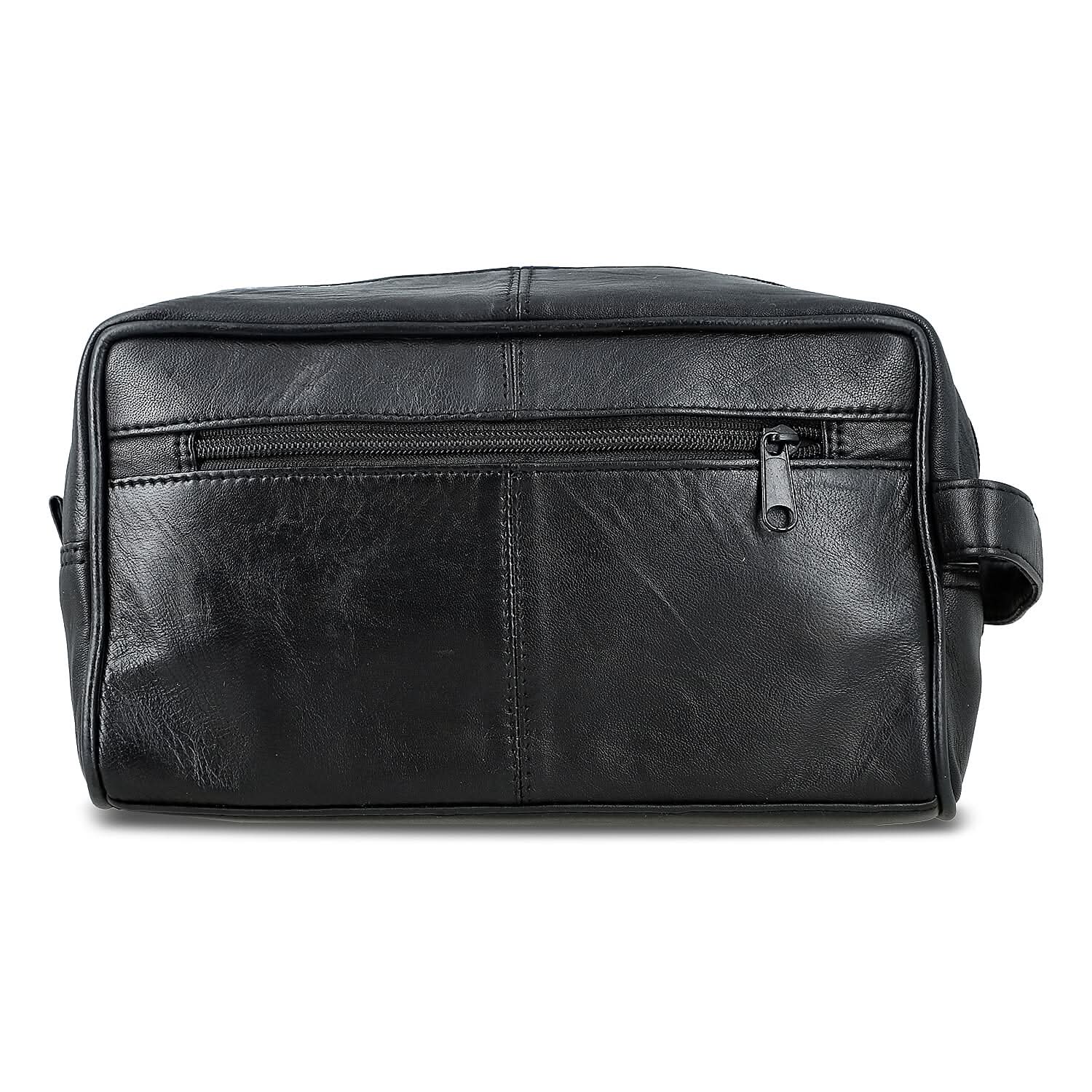 Black Genuine leather Tolitery Kit Pouch