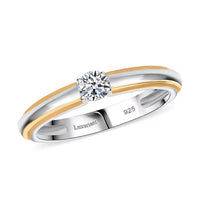 Luxuriant Lab Grown Diamond G-H SI 0.25 ctw Ring in 18K Vermeil YG and Rhodium Over Sterling Silver