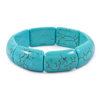 Blue Magnesite 194.40 ctw Rectangle Stretch Bracelet (6-7In)