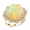 Certified & Appraised Luxoro AAA Ethiopian Welo Opal and White Diamond I2 11.20 ctw Ring in 10K Yellow Gold - Sticky add to cart bar