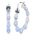 Blue Color Acrylic Bamboo Hoop Earrings in Silvertone - Sticky add to cart bar