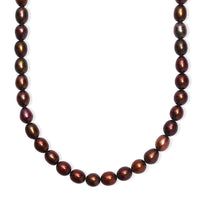 Bronze Freshwater Pearl Necklace (18 Inches) in Rhodium Over Sterling Silver