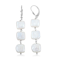 Freshwater Pearl Dangle Earrings in Rhodium Over Sterling Silver