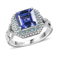 Rhapsody 950 Platinum AAAA Tanzanite, Paraiba Tourmaline and Diamond (E-F, VS) Ring (Size 6) 3.30 ctw - Sticky add to cart bar