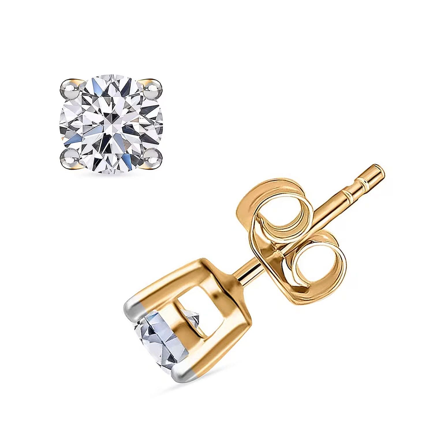 IGI Certified Luxuriant Lab Grown Diamond E-F VS Solitaire Stud Earrings in 14K Yellow Gold 4.00 ctw