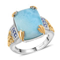 D'Joy Larimar and Tanzanite 13.00 ctw Ring in 18K Vermeil YG and Rhodium Over Sterling Silver - Sticky add to cart bar