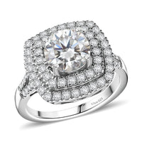 D'Joy Moissanite 2.60 ctw Ring in Rhodium Over Sterling Silver (Size 10.0)
