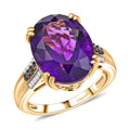 D'Joy AAA Brejinho Amethyst, Natural Champagne and White Diamond 9.50 ctw Ring in 18K Vermeil Yellow Gold Over Sterling Silver (Size 10.0) - Sticky add to cart bar