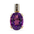 D'Joy AAA Brejinho Amethyst, Natural Champagne and White Diamond 9.40 ctw Art Deco Pendant without Chain in 18K Vermeil Yellow Gold Over Sterling Silver - Sticky add to cart bar