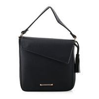 Alexis Bendel Black Faux Leather Asymmetric Flap Shoulder Bag