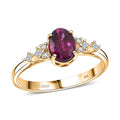 Certified & Appraised Luxoro AAA Radiant Ember Garnet and I2 Diamond 1.80 ctw Ring in 14K Yellow Gold - Sticky add to cart bar