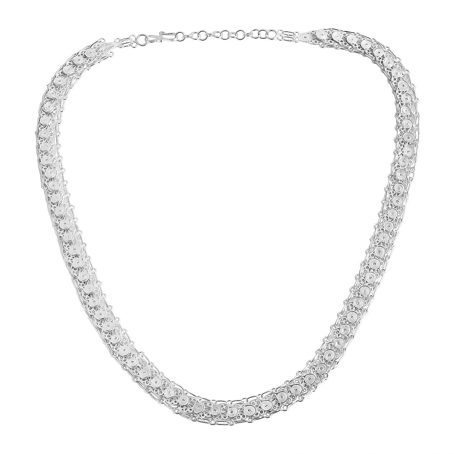 D'Joy Artistry Tarakashi Collection Floral Necklace in Sterling Silver 26 Grams 18 Inches