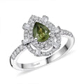 AAA Madagascar Green Sapphire, Moissanite Ethereal Bloom Ring in Rhodium Over Sterling Silver (Size 10.0) 1.35 ctw - Sticky add to cart bar