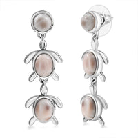 D'Joy Pink Natrolite 6.70 ctw Turtle Earrings in Platinum Over Sterling Silver
