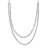 Luxuriant Lab Grown Diamond G-H SI 4.20 ctw Station Necklace 20-22 Inches in Rhodium Over Sterling Silver