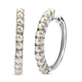 D'Joy Freshwater Pearl Orbit Hoop Earrings in Rhodium Over Sterling Silver - Sticky add to cart bar