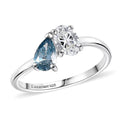 Luxuriant Lab Grown Diamond (G-H, SI), Lab Grown Blue Diamond (IR) Bypass Ring in Rhodium Over Sterling Silver (Size 10.0) 1.00 ctw - Sticky add to cart bar