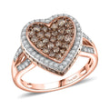 D'Joy Natural Champagne and White Diamond 1.00 ctw Ring in 18K Vermeil Rose Gold Over Sterling Silver (Size 10.0) - Sticky add to cart bar