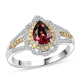 Luxoro AAA Morro Redondo Pink Tourmaline, I2 Natural Yellow and White Diamond 1.70 ctw Water Ripples Ring in 10K White Gold (Size 10.0) 4.60 Grams - Sticky add to cart bar
