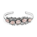 D'Joy Artisan Crafted Pink Natrolite and Natural Champagne Zircon 14.55 ctw Oceanic Beauty Cuff Bracelet in Sterling Silver (7.25 In) - Sticky add to cart bar