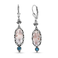 D'Joy Artisan Crafted Pink Natrolite and Malgache Neon Apatite 9.25 ctw Ocean Earrings in Sterling Silver