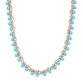 TLV Sleeping Beauty Color Shell Pearl, Austrian Crystal Necklace (18-20 Inches) in Goldtone - Sticky add to cart bar