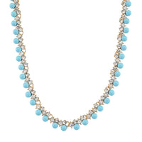 TLV Sleeping Beauty Color Shell Pearl, Austrian Crystal Necklace (18-20 Inches) in Goldtone