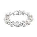 TLV White Shell Pearl and Austrian Crystal Bracelet in Silvertone (6.50-8.0In) - Sticky add to cart bar