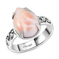 D'Joy Artisan Crafted Pink Natrolite 4.50 ctw Swirls Ring in Sterling Silver (Del. in 10-12 Days)