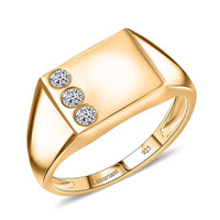 Luxuriant Lab Grown Diamond G-H SI 0.15 ctw Trinity Men's Ring in 18K Vermeil Yellow Gold Over Sterling Silver