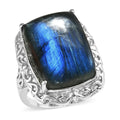 EverTrue Malagasy Labradorite 19.00 ctw Ring in Stainless Steel (Size 10.0) - Sticky add to cart bar