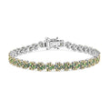 Green Diamond (IR) Art Deco Bracelet in YG Rhodium Over Sterling Silver (7.25 In) 3.95 ctw - Sticky add to cart bar