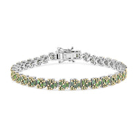 Green Diamond (IR) Art Deco Bracelet in YG Rhodium Over Sterling Silver (7.25 In) 3.95 ctw