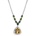 D'Joy Yellow Labradorite and Multi Gemstone 11.75 ctw Celestial Canopy Necklace 18 Inches in Rhodium Over Sterling Silver - Sticky add to cart bar