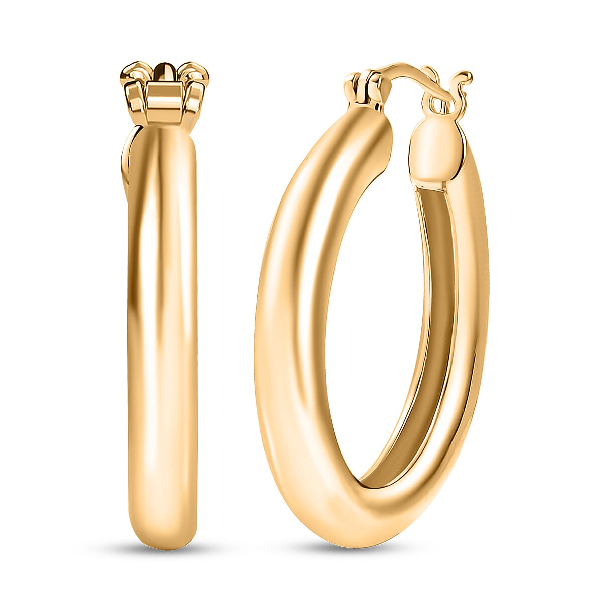 Bronzella Collection Hoop Earrings in 18K YG Plated Bronze